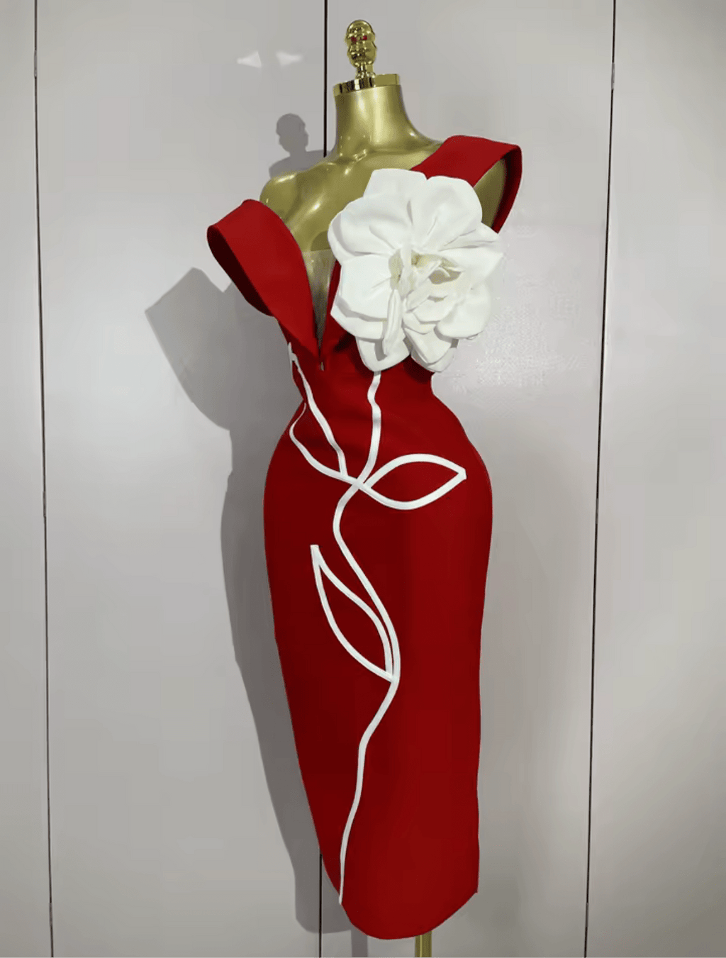 Sexy Off Shoulder White Flower Bodycon Bandage Long Dress - Bandage city