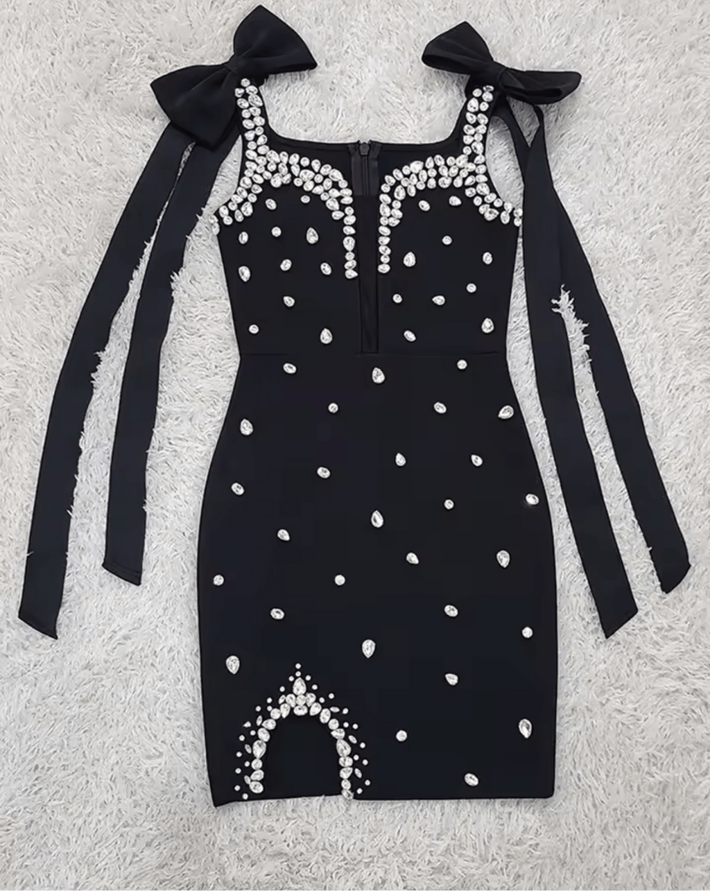 Sexy Sleeveless Diamond Bead plus Bow Mini Bodycon Bandage Dress - Bandage city