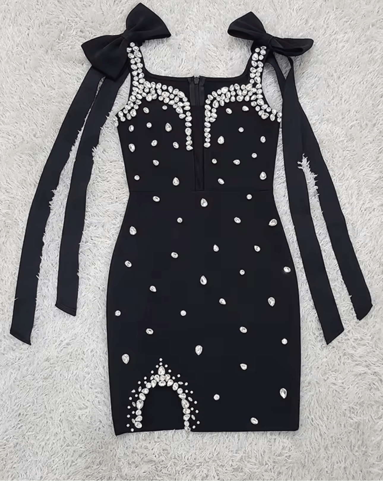 Sexy Sleeveless Diamond Bead plus Bow Mini Bodycon Bandage Dress - Bandage city