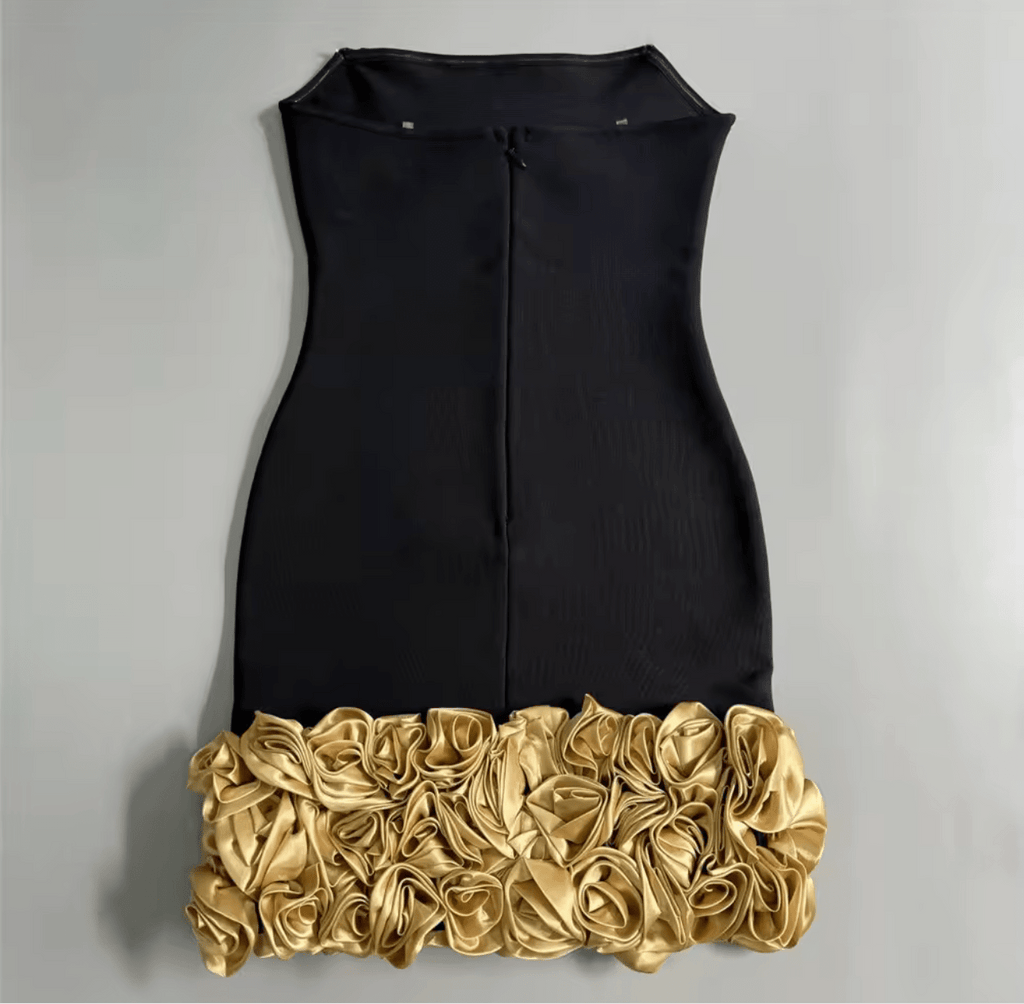 Sexy Strapless Gold Appliques Bodycon Short Bandage Dress - Bandage city