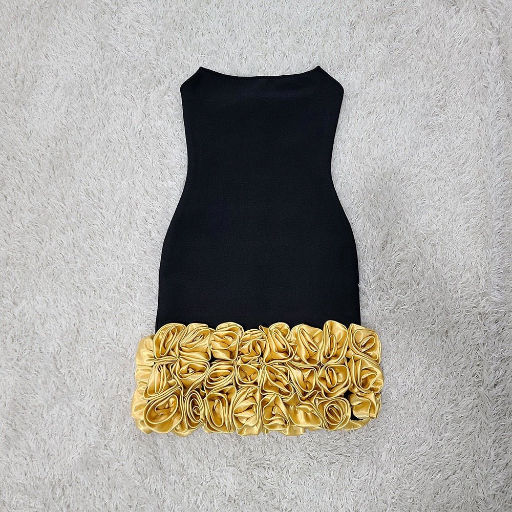 Sexy Strapless Gold Appliques Bodycon Short Bandage Dress - Bandage city