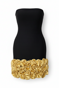Sexy Strapless Gold Appliques Bodycon