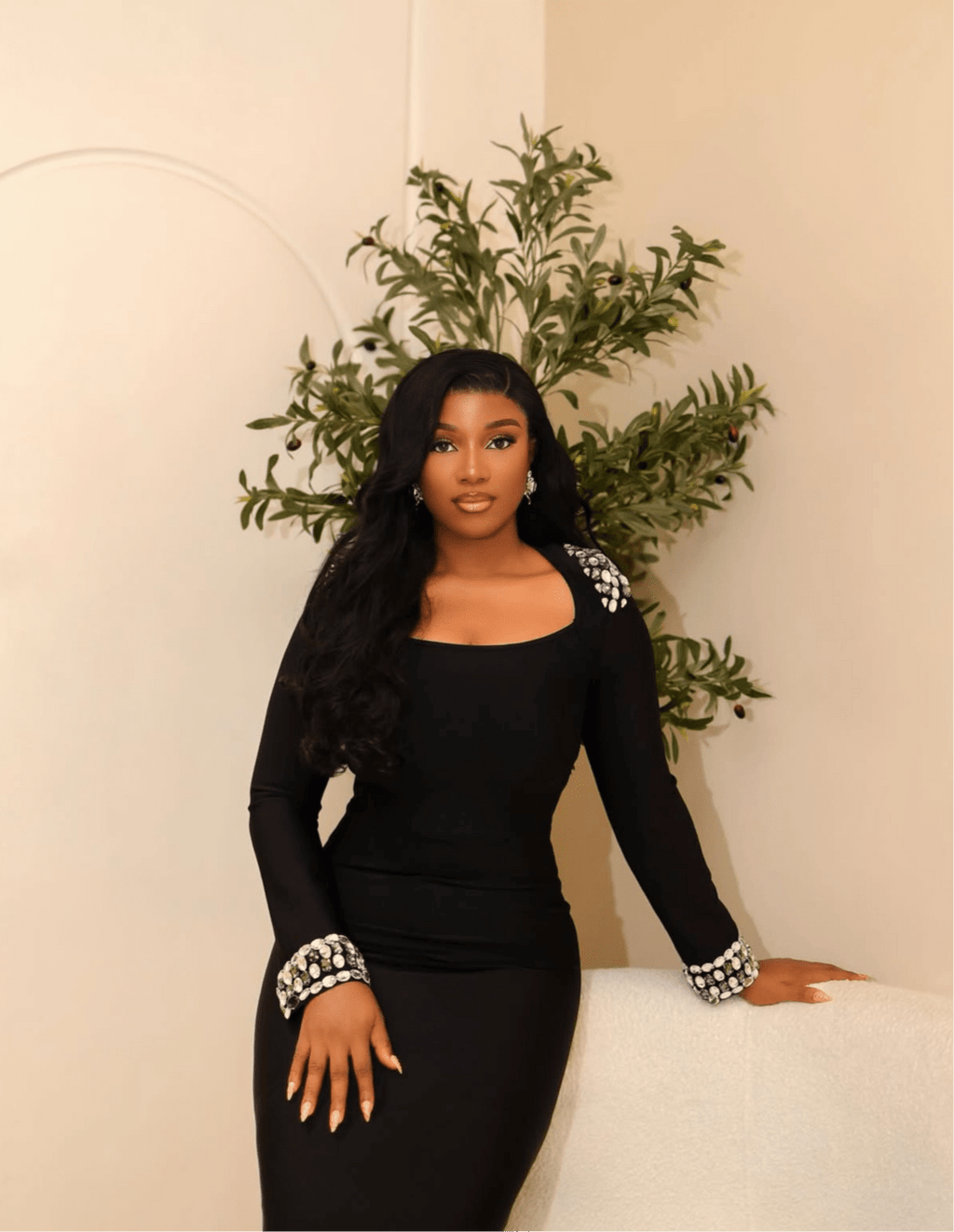 shining diamond long sleeve evening dress fashionable party outfit - Bandage city