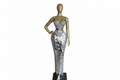 Silver geometric dress on white background