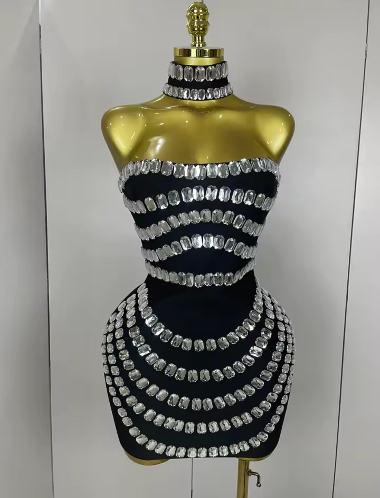 Sparkly Rhinestones Bodycon Strapless Mini Bandage Dress For Club Or Birthday Dress - Bandage city