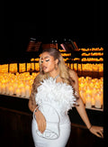 Strapless Feathers Bodycon Long Bandage Dress Birthday Outfit - Bandage city