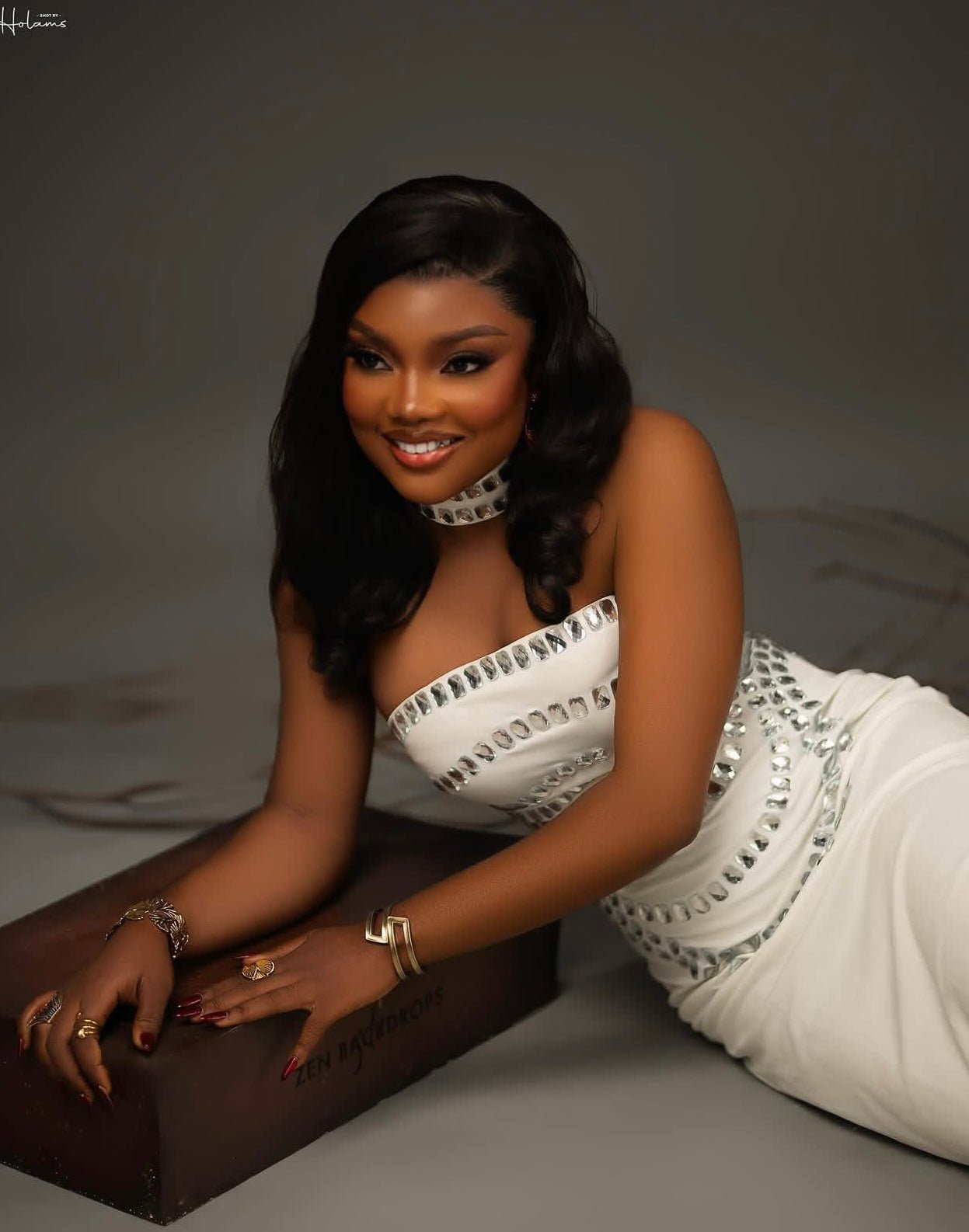 Strapless Long Dress Diamonds Embellished Bodycon Bandage Dress - Bandage city