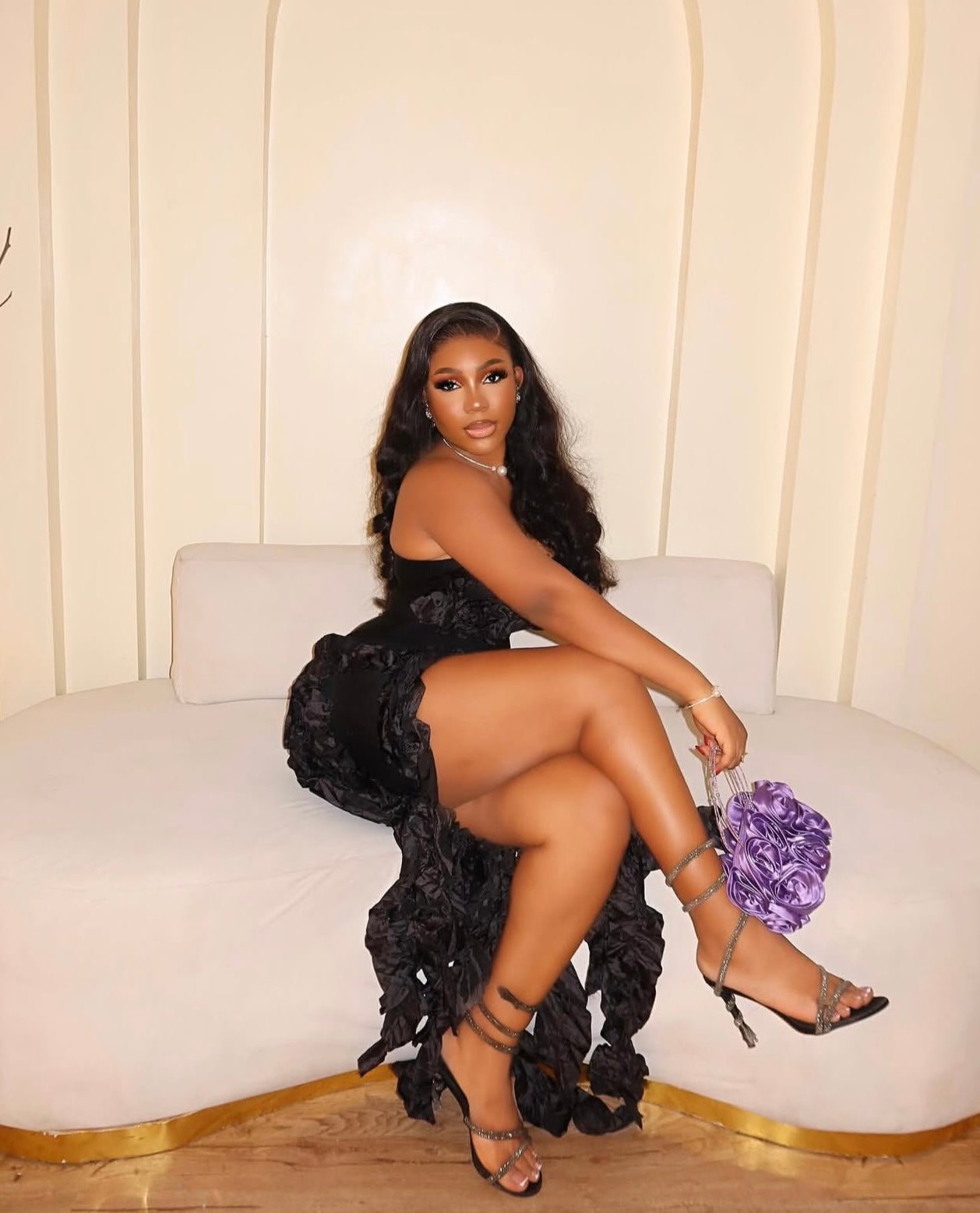 Strapless Ruffles Tassel Splicing Irregular Birthday Bodycon Midi Maxi Dress - Bandage city